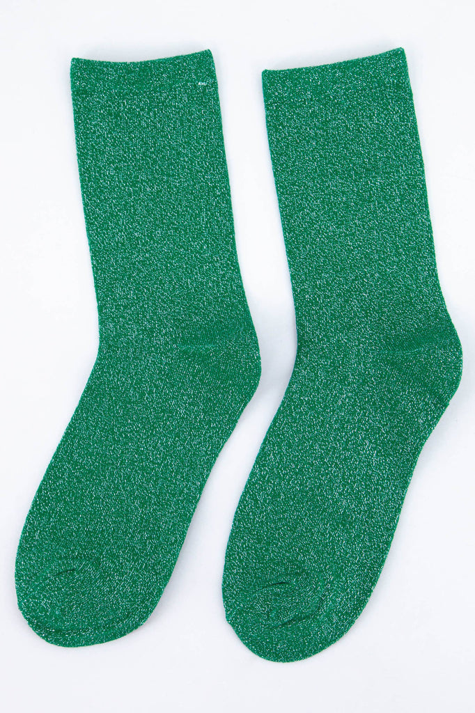 Women’s Green Glitter Ankle Socks