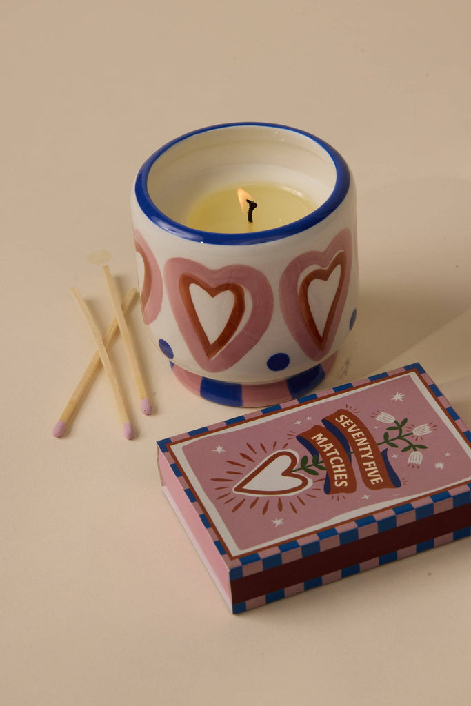 Paddywax A Dopo 8 oz./226g Hearts Ceramic Candle - Rosewood Vanilla