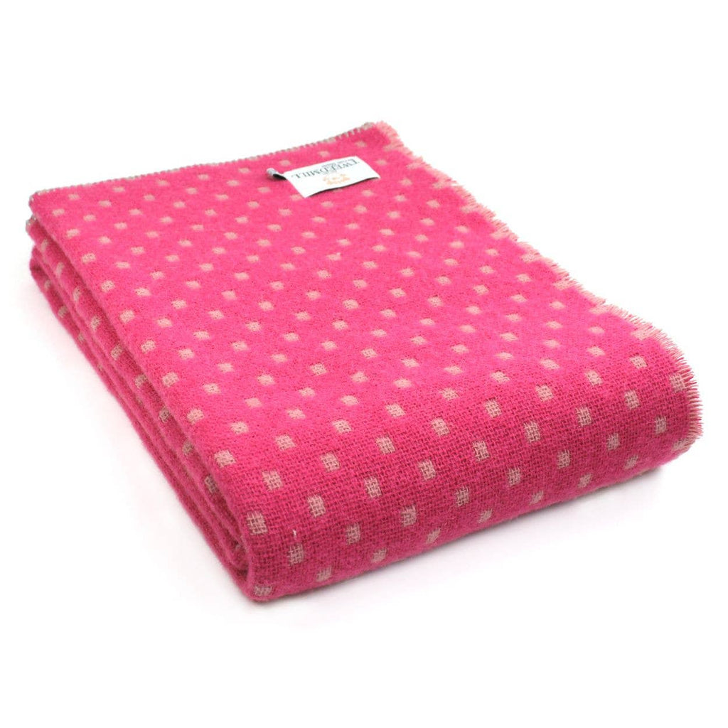 Tweedmill Pink & Dusky Pink Dot Pure New Wool Blanket