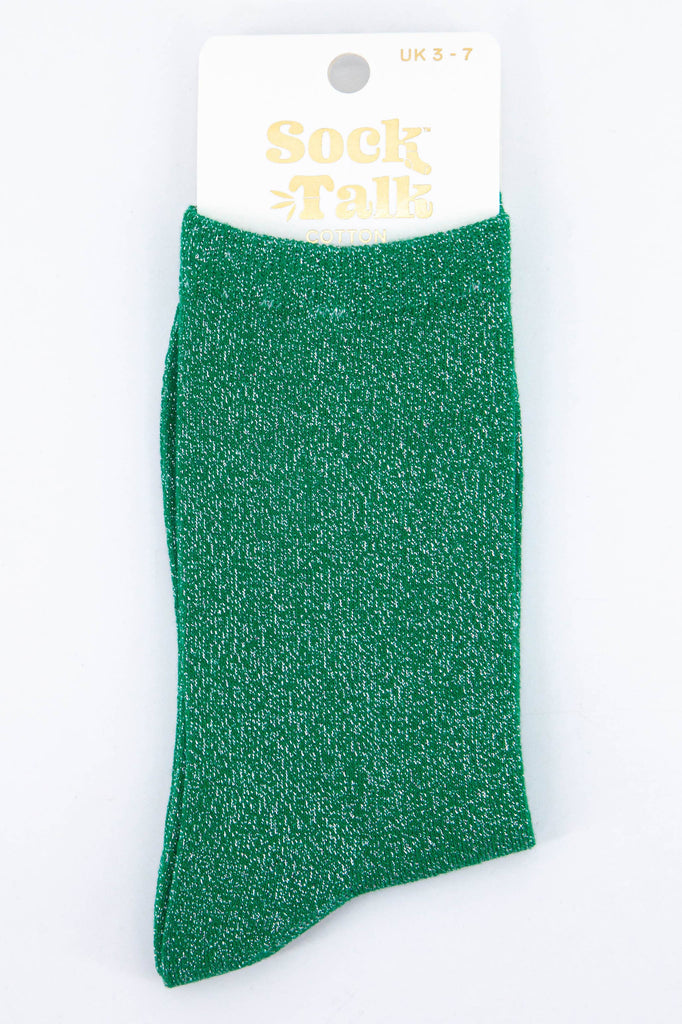 Women’s Green Glitter Ankle Socks