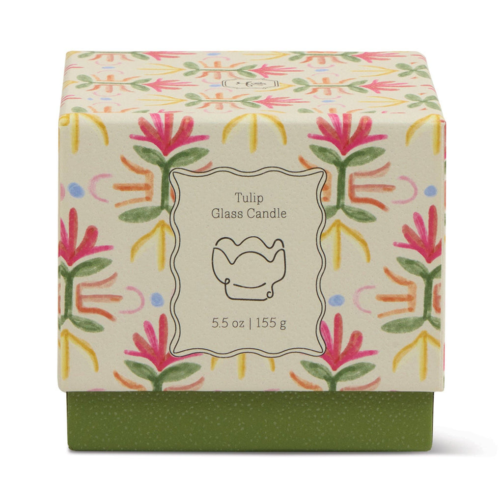 Tulip 5.5oz/155g Purple and Green Glass Candle - Bronzed Gardenia