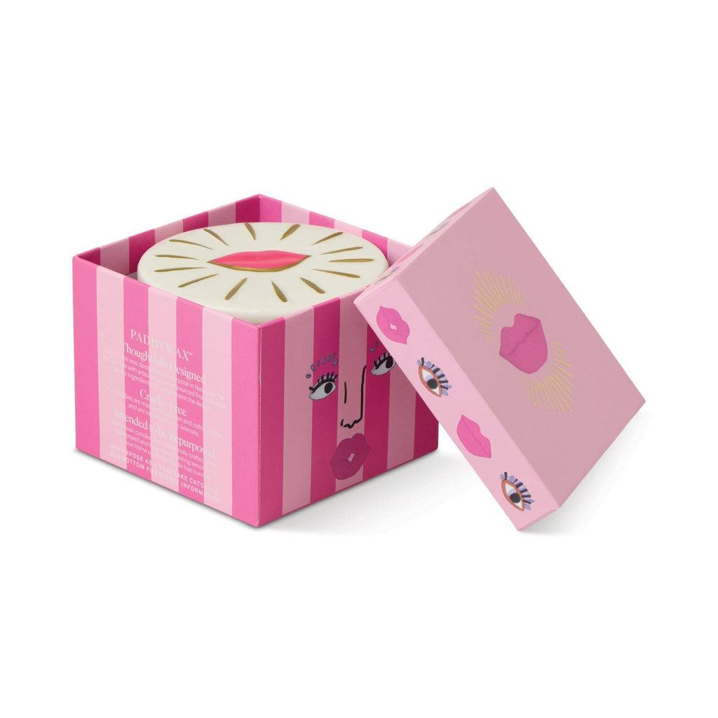 Charmed 8oz/226g Pink Glass Candle with Lips Lid - Smoked Cherry