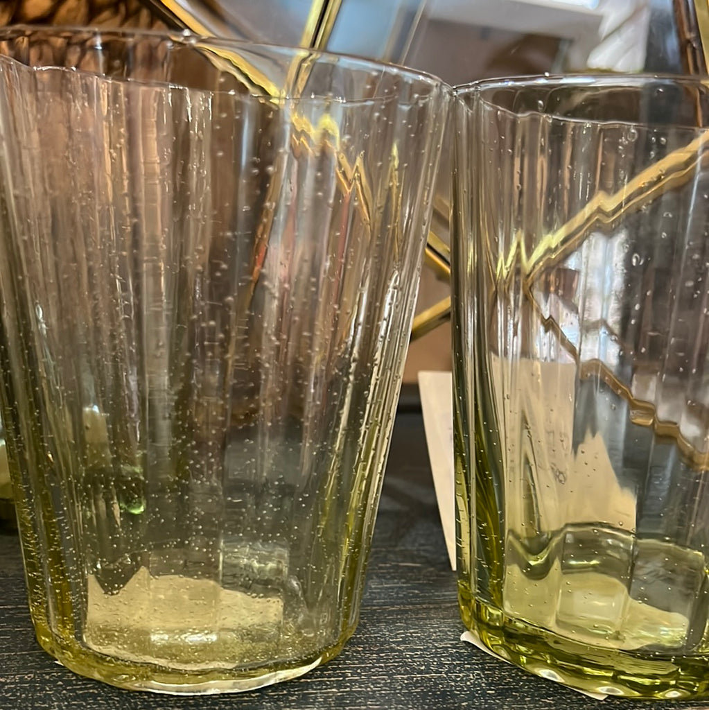 Gisela Graham Green Ribbed Tumblers