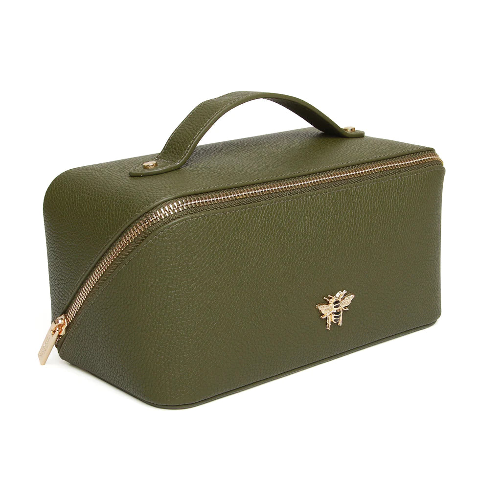 Alice Wheeler London Olive Green Makeup Bag