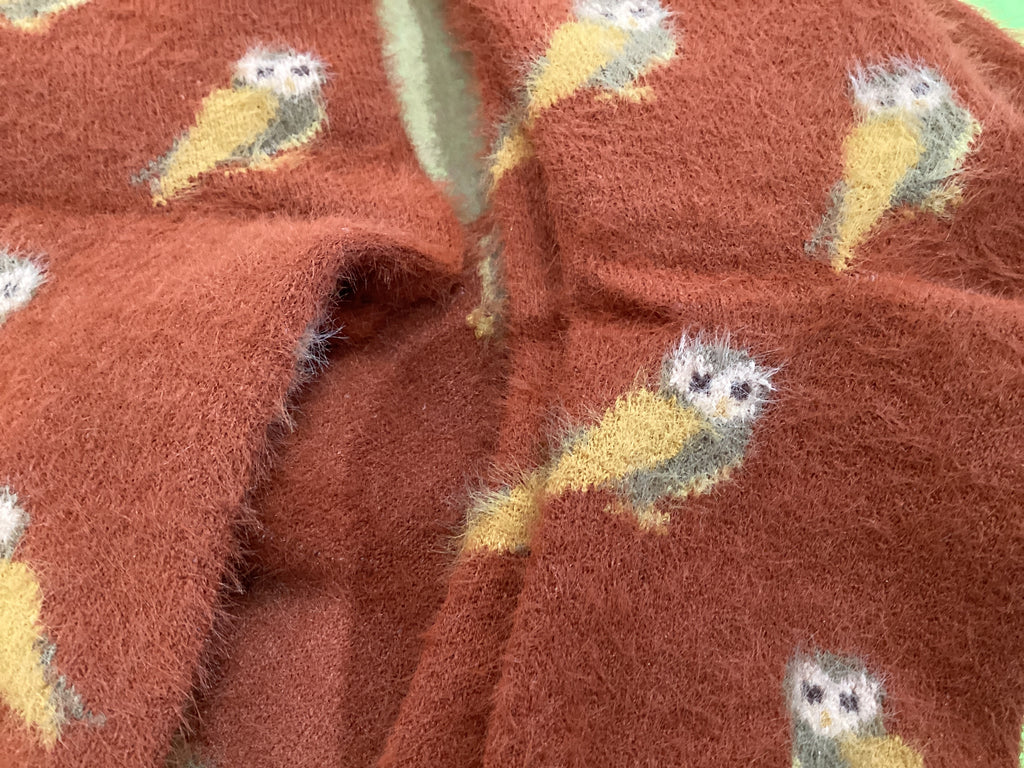 Powder Tangerine Mini Owl Fuzzy Socks