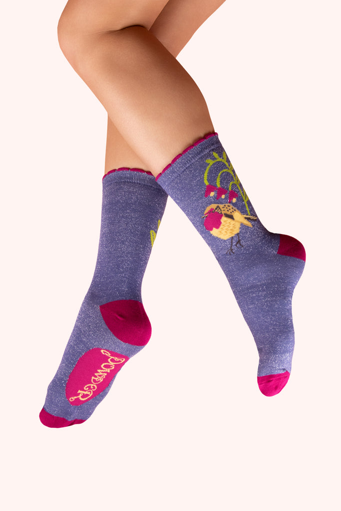 Powder Robin Red Breast Glitter Ankle Socks