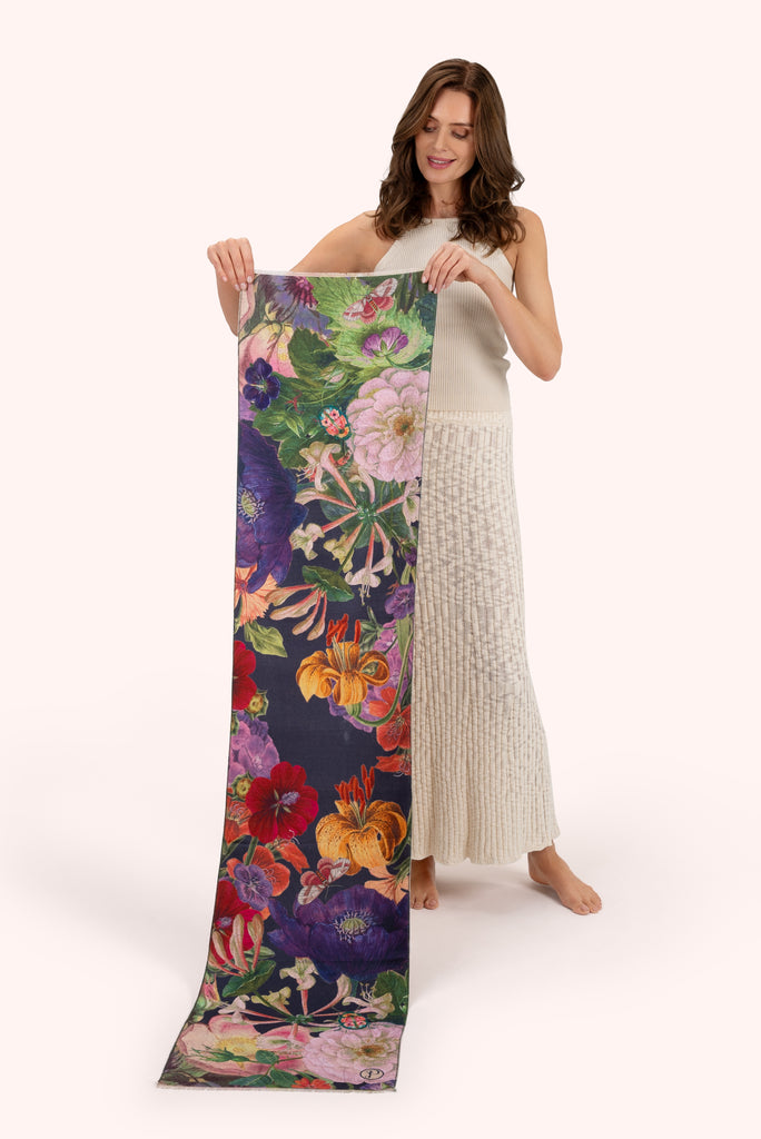 Powder Autumn Posy in Midnight Lux Print Scarf