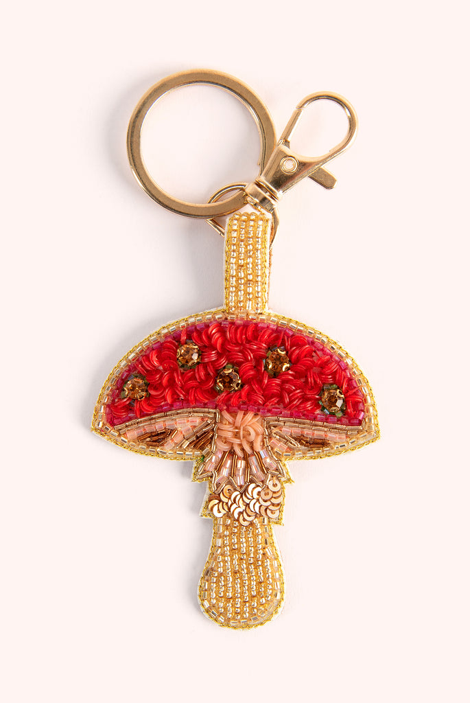 Powder Toadstool Beaded Keyring