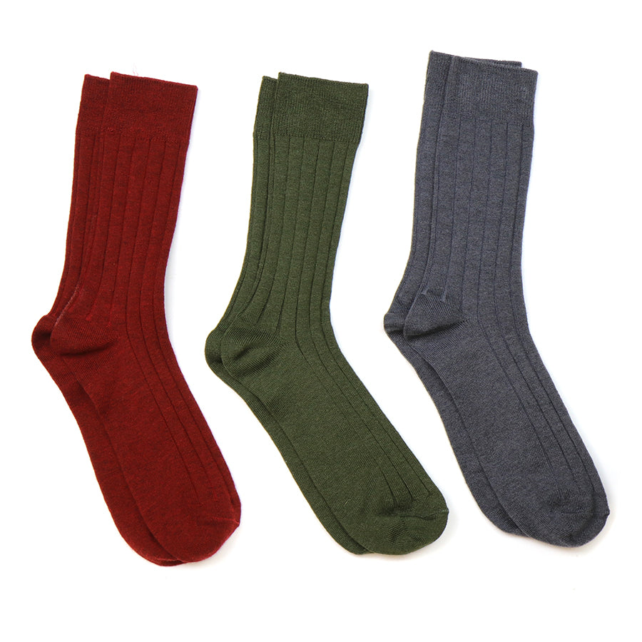Pom Men’s Set of Three Ribbed Socks