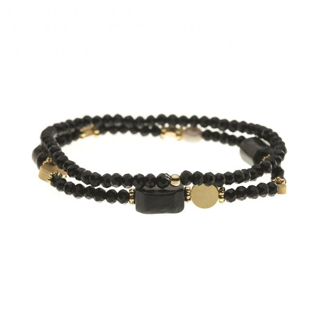 Black Bracelet with Multi Beads