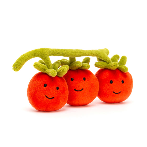 Check out the Vivacious Tomato Trio ! A gorgeous orangey red bunch secured to a soft green vine. We just adore their cheeky smiles.

 H8cm x 21cm

SAFETY & CARE

Tested to and passes the European Safety Standard for toys: EN71 parts 1, 2 & 3, for all ages.
Suitable from birth.
Hand wash only; do not tumble dry, dry clean or iron. Not recommended to clean in a washing machine.
Check all labels upon arrival of purchase.