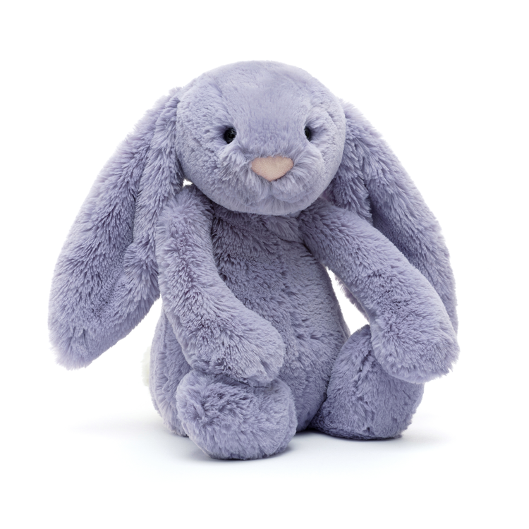 Jellycat medium viola bunny with floppy ears.