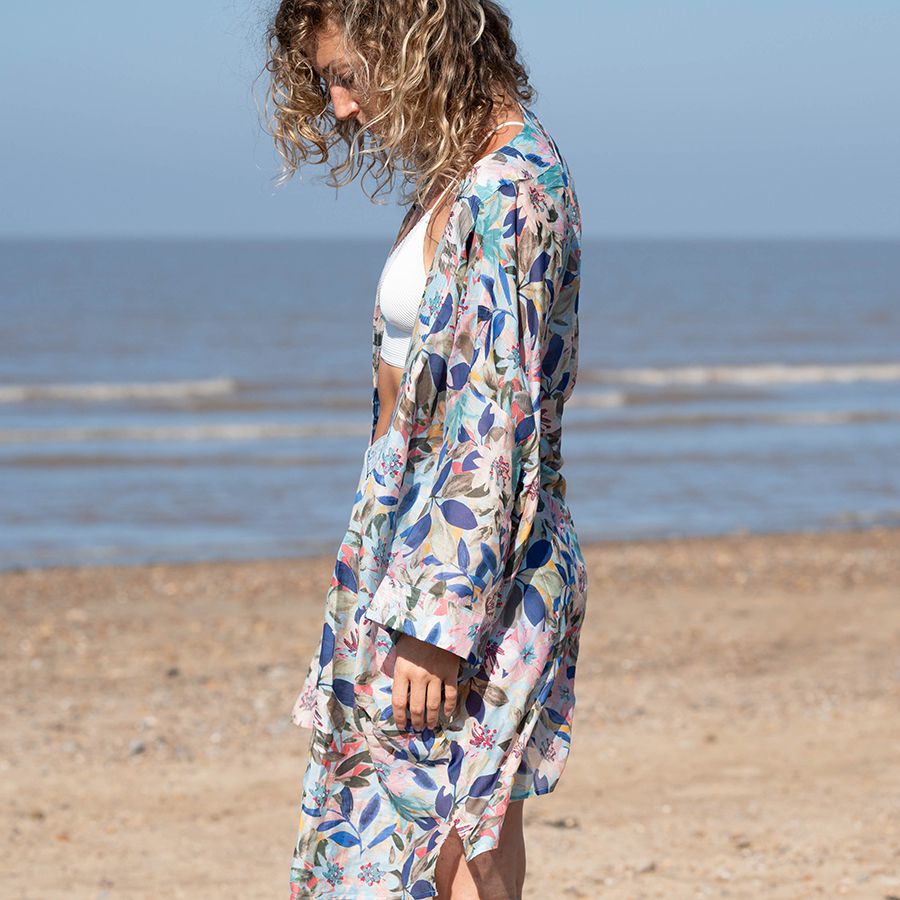 Pastel Floral Mix Print Kimono