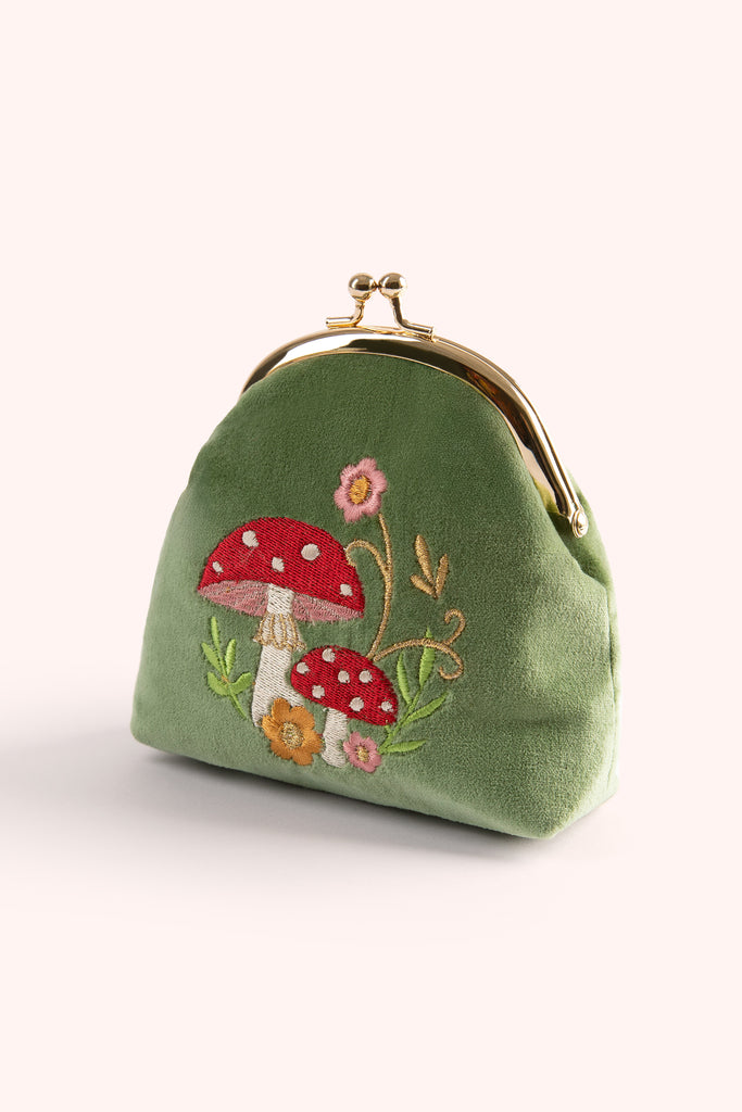 Powder Toadstool Velvet Clasp Purse