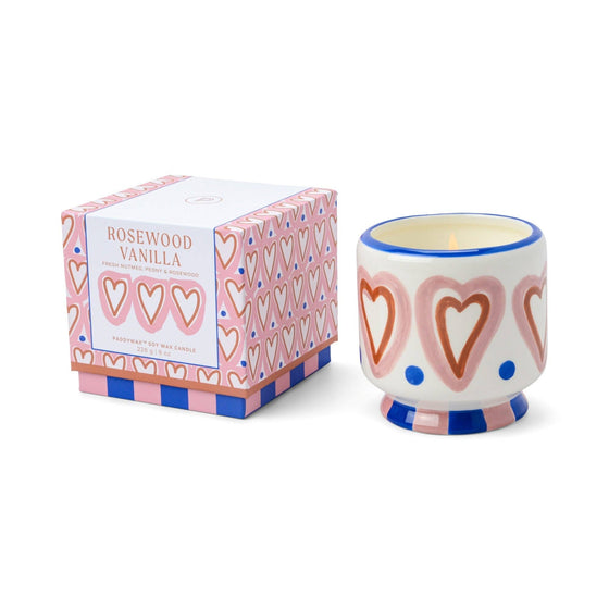 Paddywax A Dopo 8 oz./226g Hearts Ceramic Candle - Rosewood Vanilla