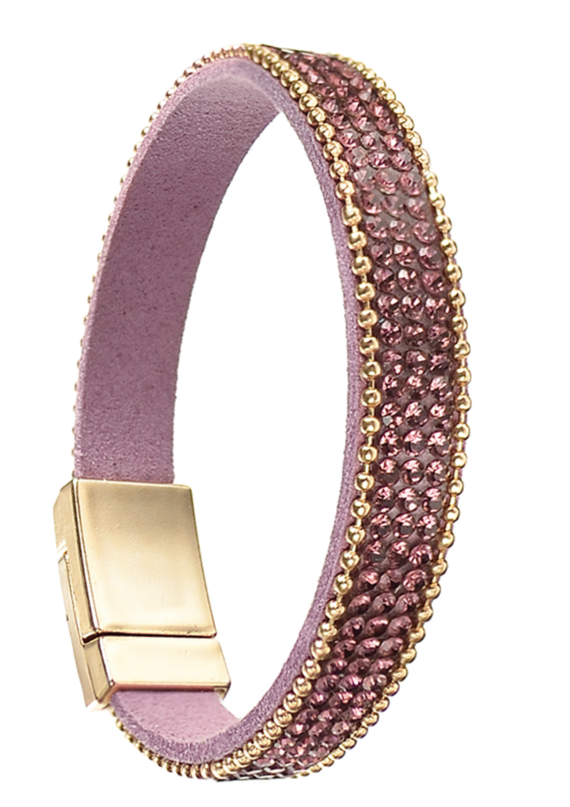 pink magnetic bracelet with pink and gold crystals 