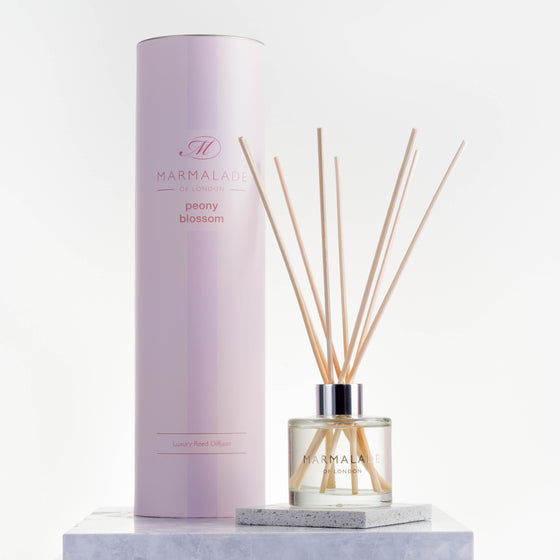 Marmalade of London Peony Blossom Diffuser with light pink packaging.