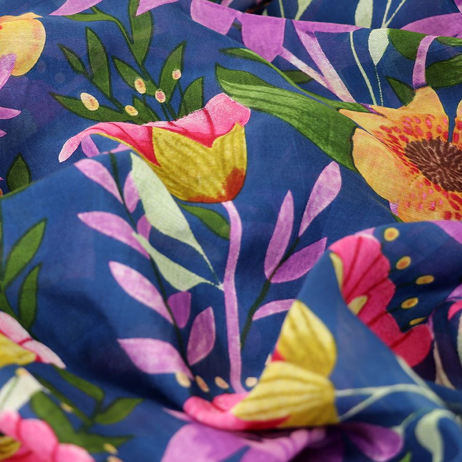 pink, lime and violet botanical print kimono from 100% modal