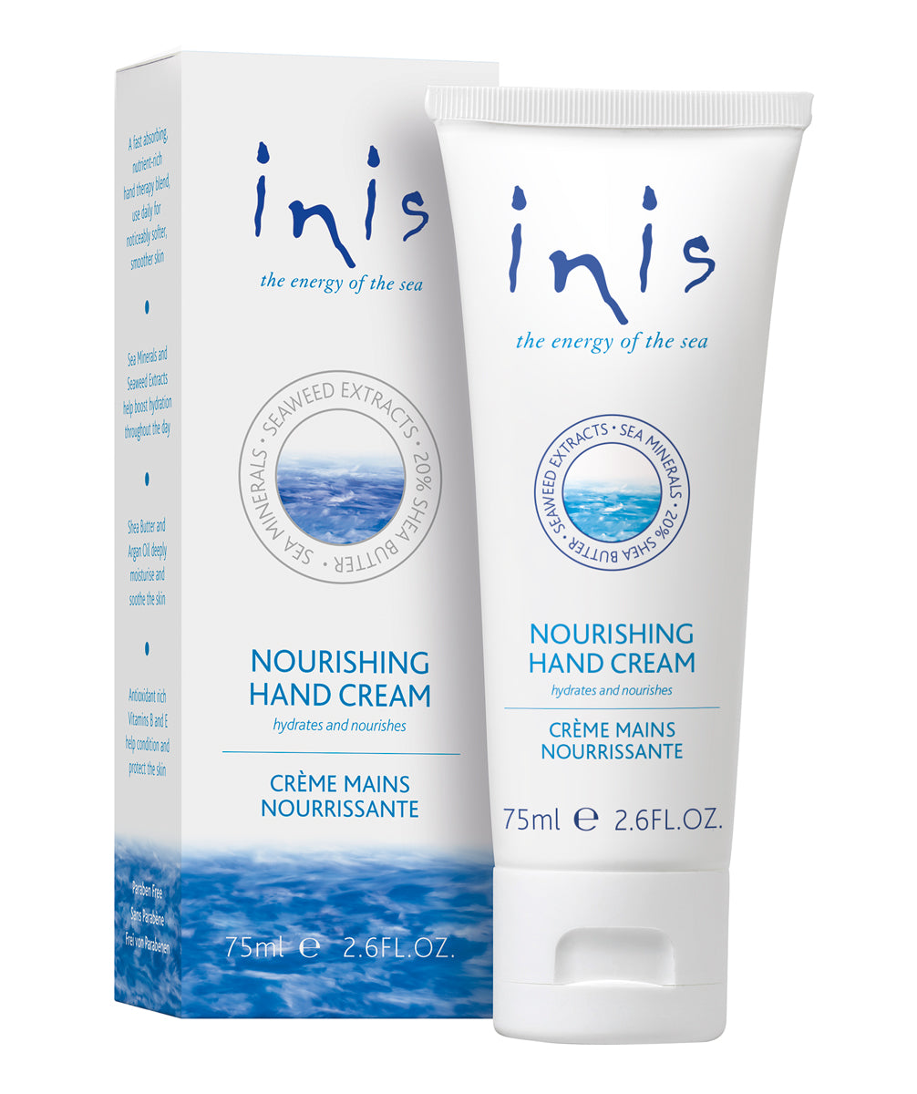 enriched with sea minerals and hand harvested seaweed extracts, Inis the Energy of the Sea Nourishing Hand Cream delivers repairing moisture with the bright, ocean-fresh scent of Inis.

A concentrated, nutrient-rich blend in a 20% shea butter base, added argan oil also helps nourish and protect hands and cuticles. Use daily for noticeably softer, smoother hands. Your hands will love you for it!