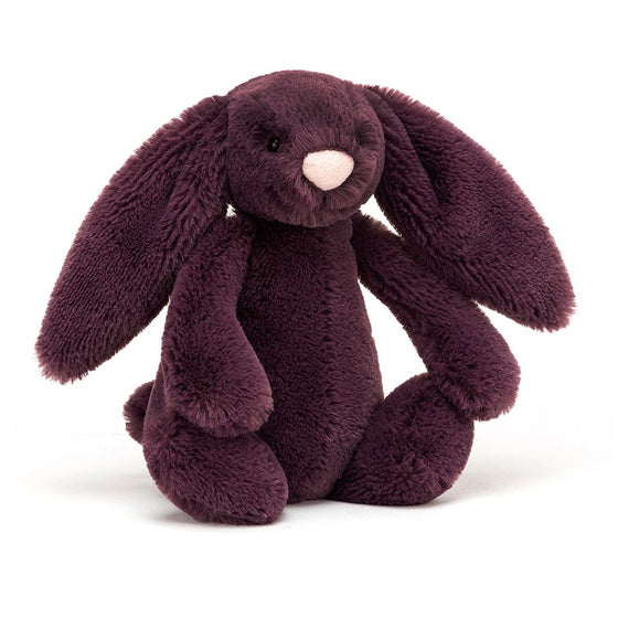 Dark plum fluffy bunny with floppy ears