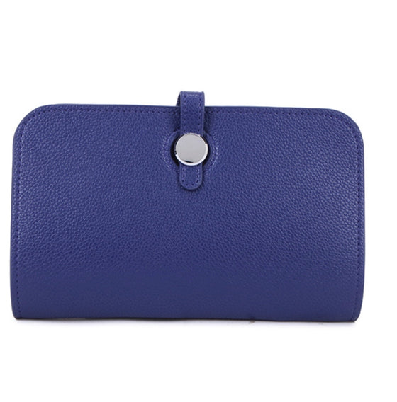 cobalt blue faux leather wallet purse with additonal coin purse