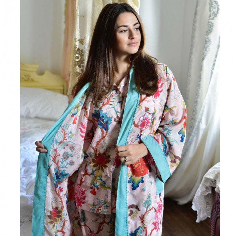 Powell Craft Floral Blush Cotton Dressing Gown